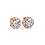 Load image into Gallery viewer, Lab Grown Diamond Round Halo Studs Earrings by Stefee