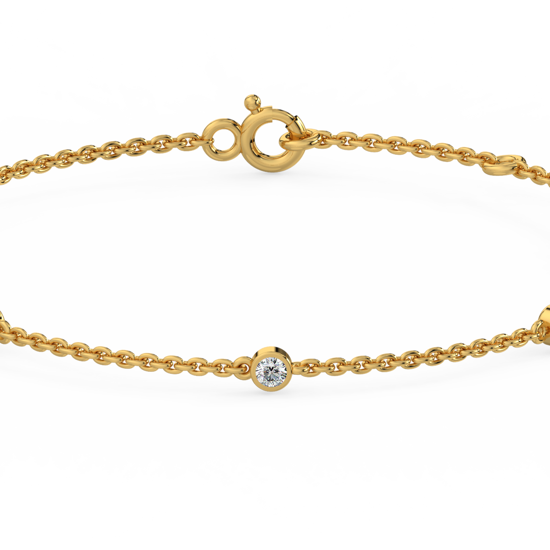 Bazel Set 5 Lab Grown Diamond Bracelet by Stefee