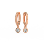 Load image into Gallery viewer, Lab Grown Diamond Bezel Drop Huggie Hoops Earrings by Stefee