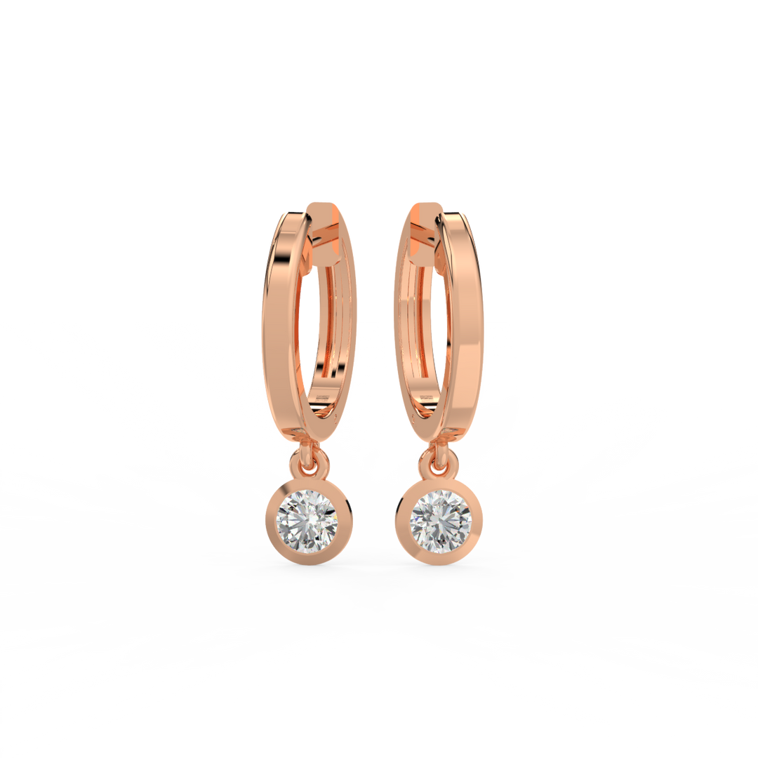Lab Grown Diamond Bezel Drop Huggie Hoops Earrings by Stefee