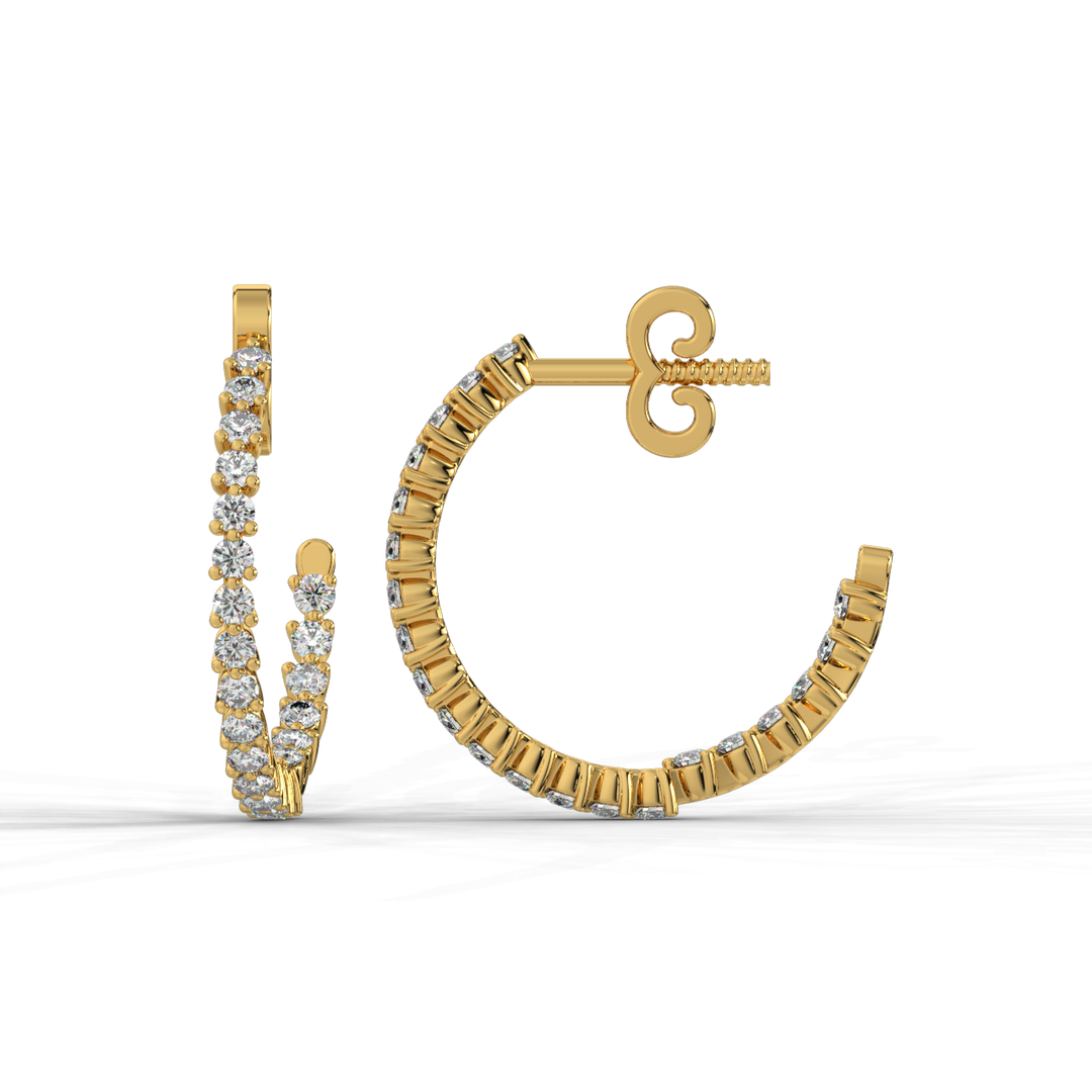 Inside-out Hoop Lab Grown Diamond Earrings by Stefee