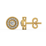 Load image into Gallery viewer, Trailing Round Halo Lab Grown Diamond Studs Earrings by Stefee