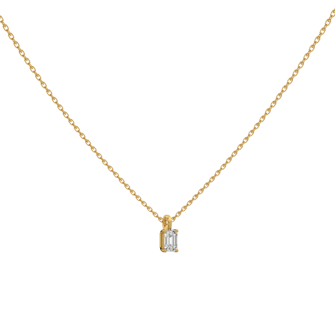 Solitaire Emerald Lab Grown Diamond Pendant by Stefee