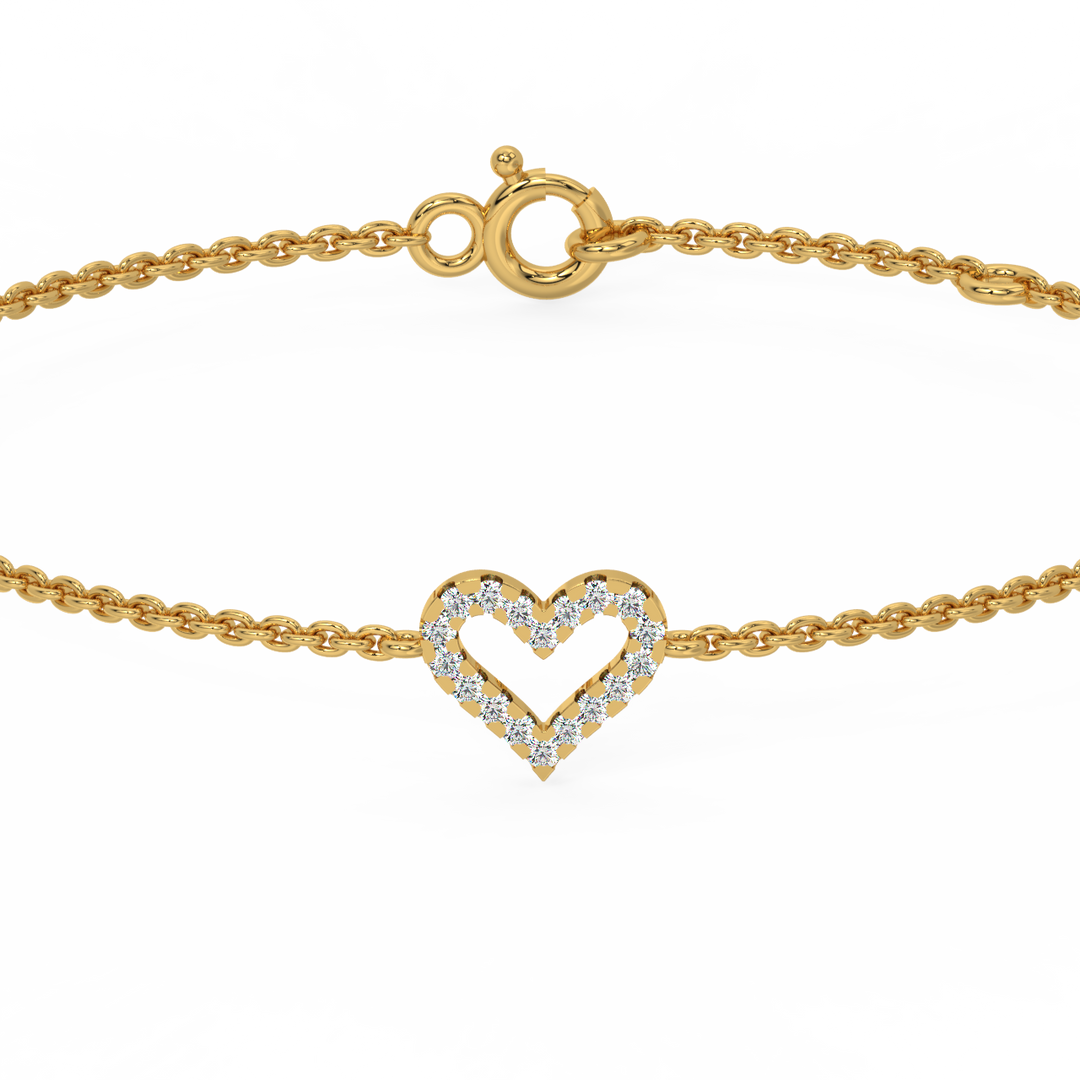 Open Heart Chain Lab Grown Diamond Bracelet by Stefee
