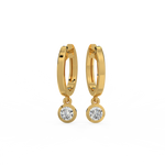 Load image into Gallery viewer, Lab Grown Diamond Bezel Drop Huggie Hoops Earrings by Stefee