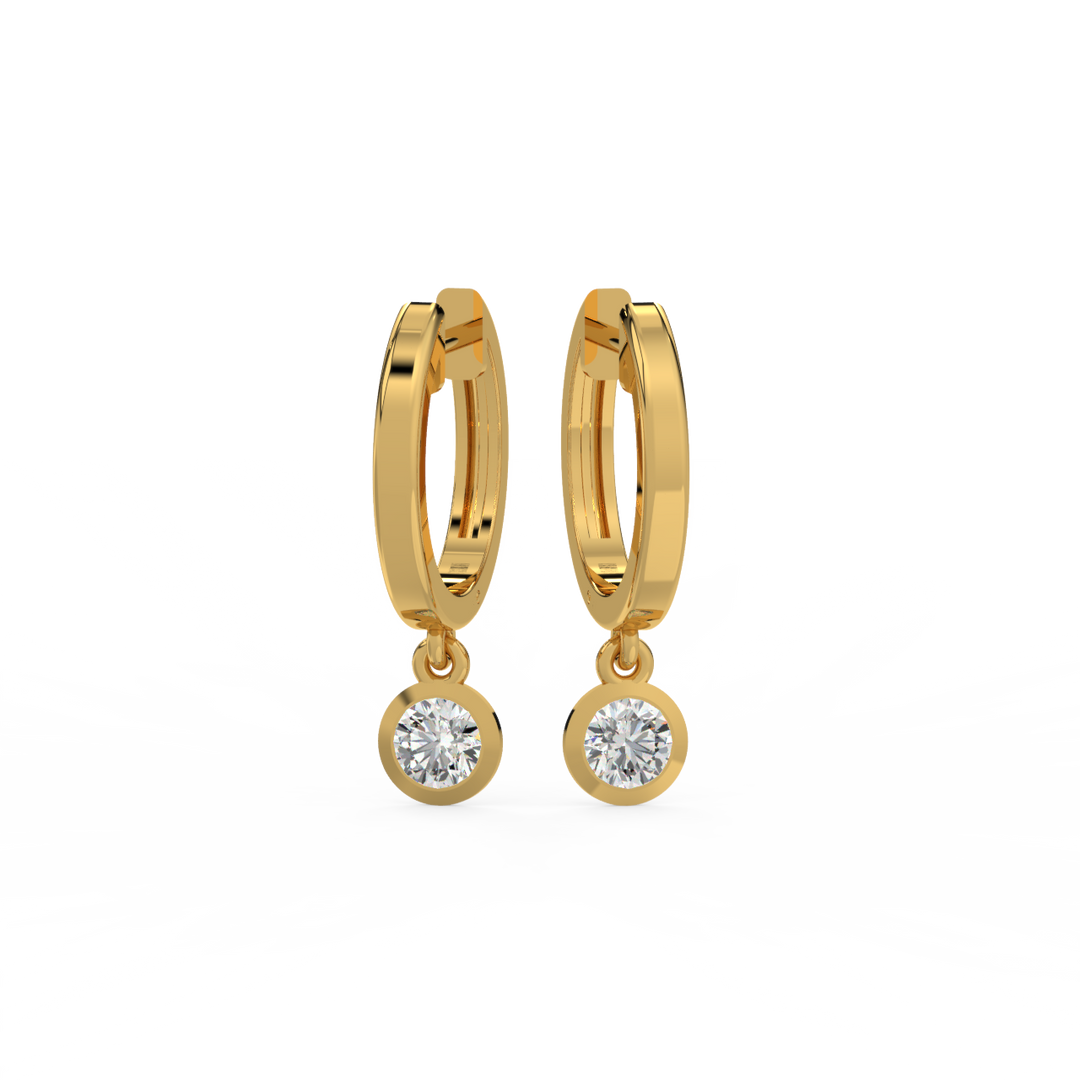 Lab Grown Diamond Bezel Drop Huggie Hoops Earrings by Stefee