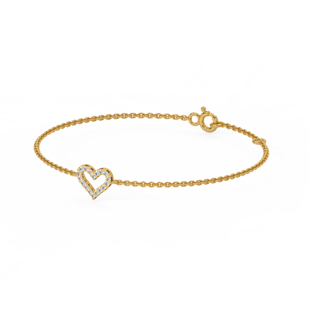 Open Heart Chain Lab Grown Diamond Bracelet by Stefee