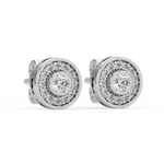 Load image into Gallery viewer, Trailing Round Halo Lab Grown Diamond Studs Earrings by Stefee