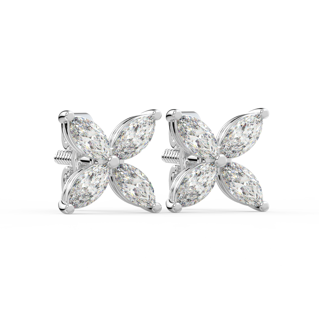 Marquise Flower Lab Grown Diamond Earrings by Stefee