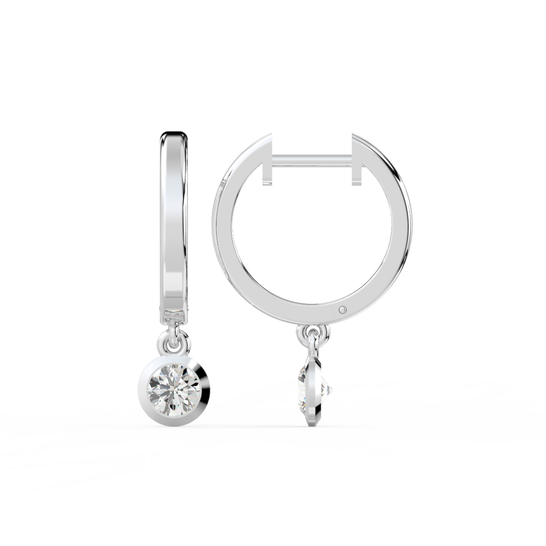 Lab Grown Diamond Bezel Drop Huggie Hoops Earrings by Stefee