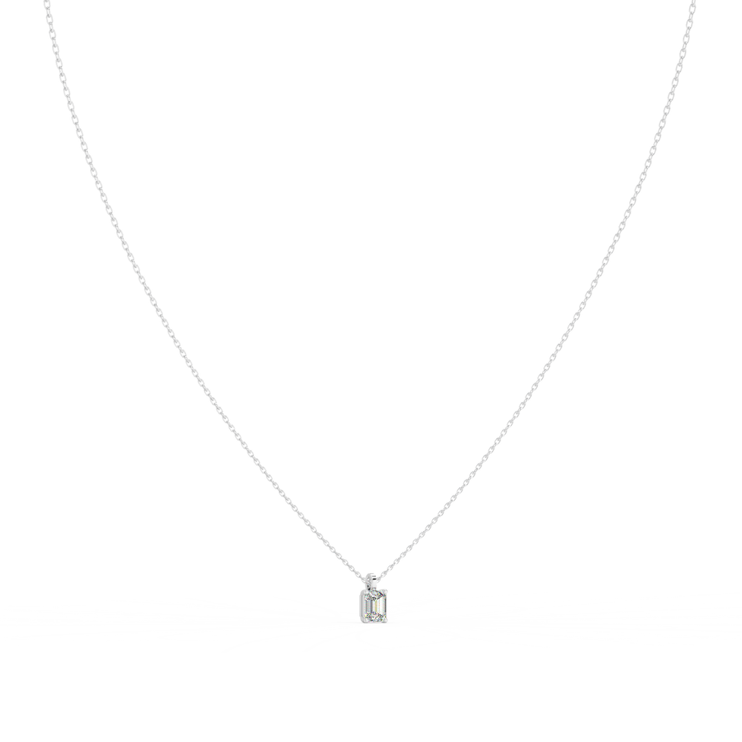 Solitaire Emerald Lab Grown Diamond Pendant by Stefee