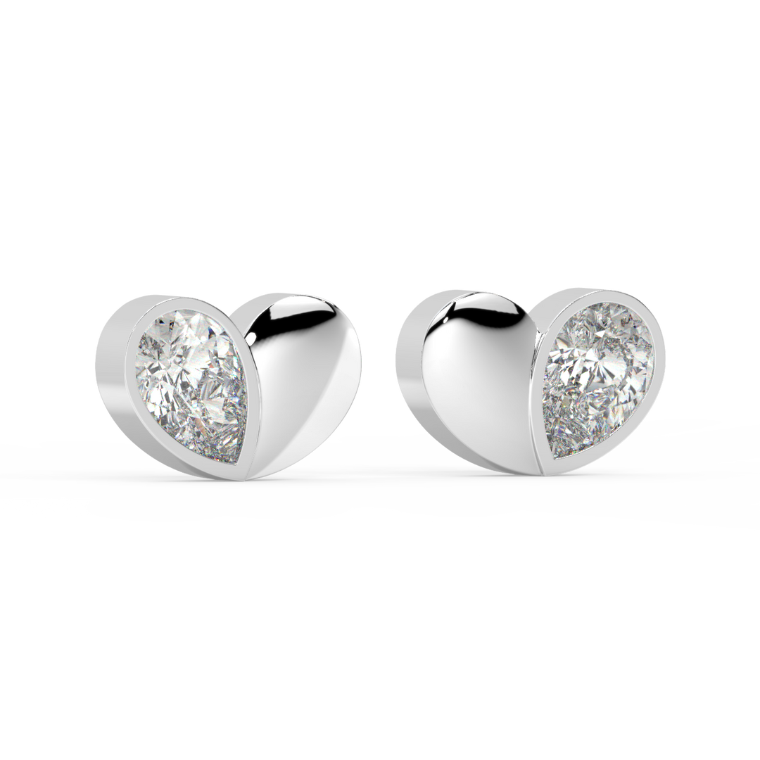 Little Lab Grown Diamond Heart Studs By Stefee Jewels