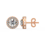 Load image into Gallery viewer, Lab Grown Diamond Round Halo Studs Earrings by Stefee