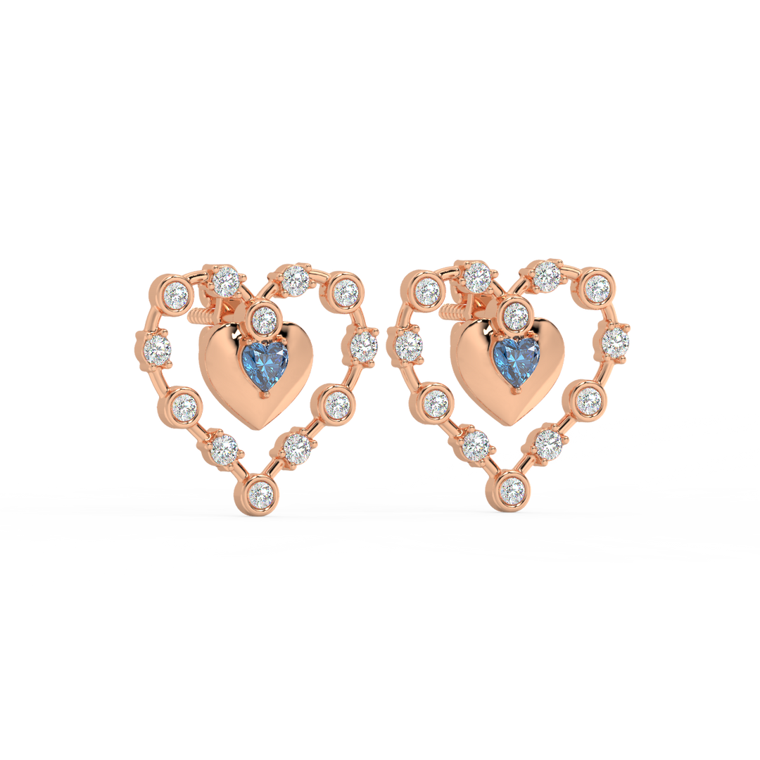 Connected Hearts  Lab Grown Diamond Studs By Stefee Jewels