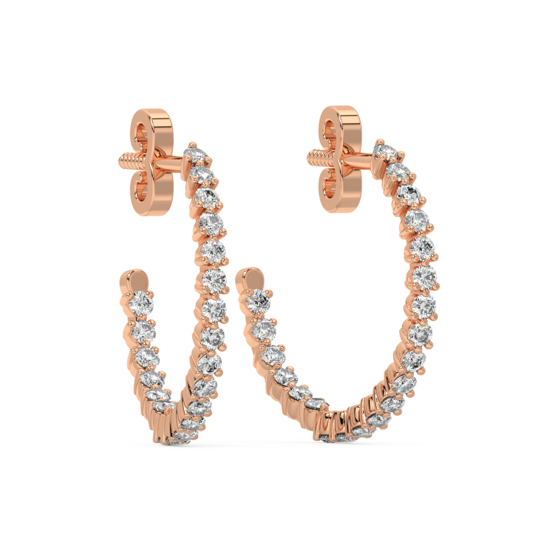 Inside-out Hoop Lab Grown Diamond Earrings by Stefee