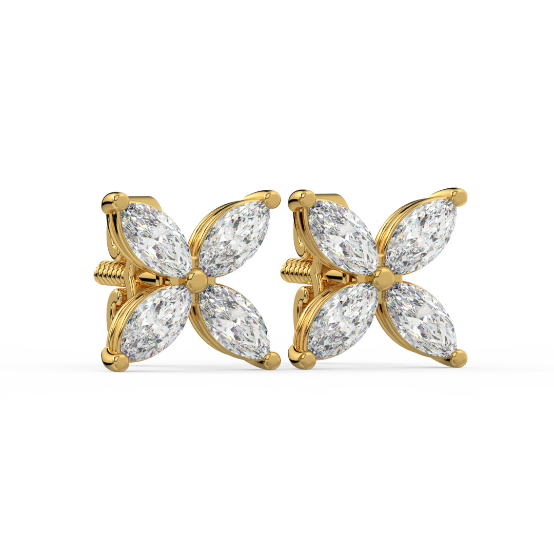 Marquise Flower Lab Grown Diamond Earrings by Stefee