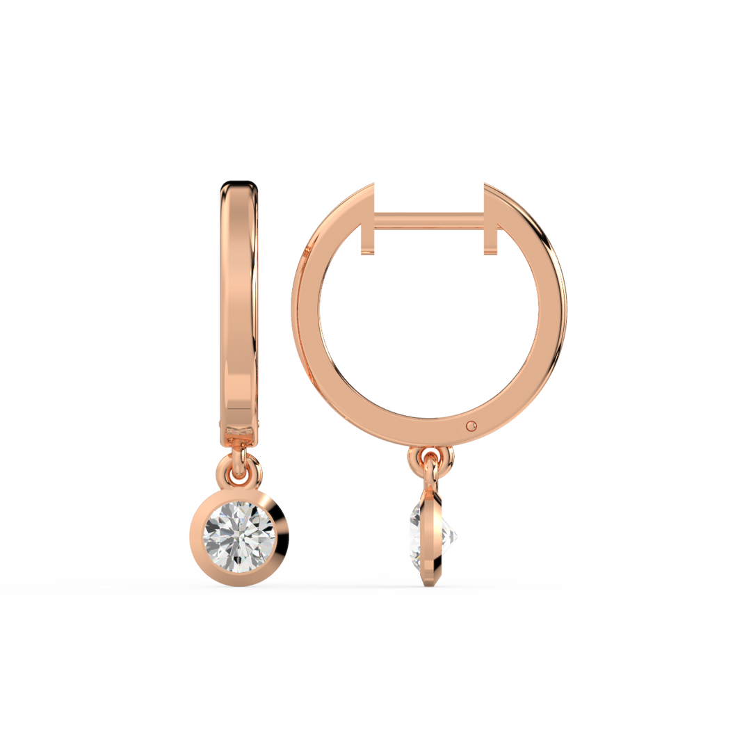 Lab Grown Diamond Bezel Drop Huggie Hoops Earrings by Stefee