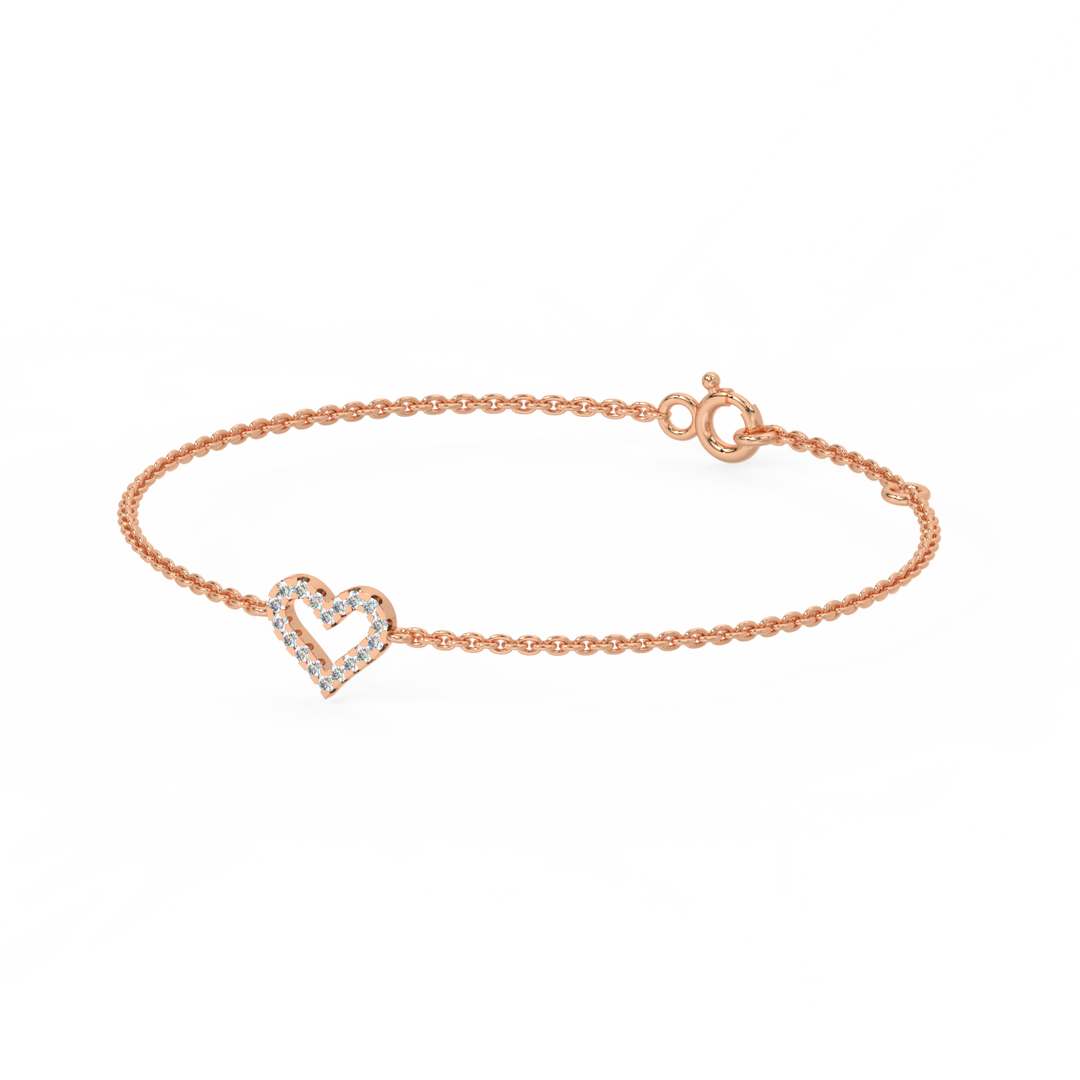 Open Heart Chain Lab Grown Diamond Bracelet by Stefee