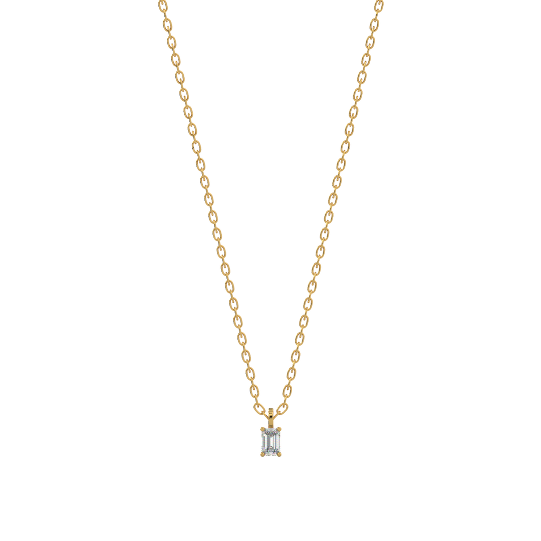 Solitaire Emerald Lab Grown Diamond Pendant by Stefee