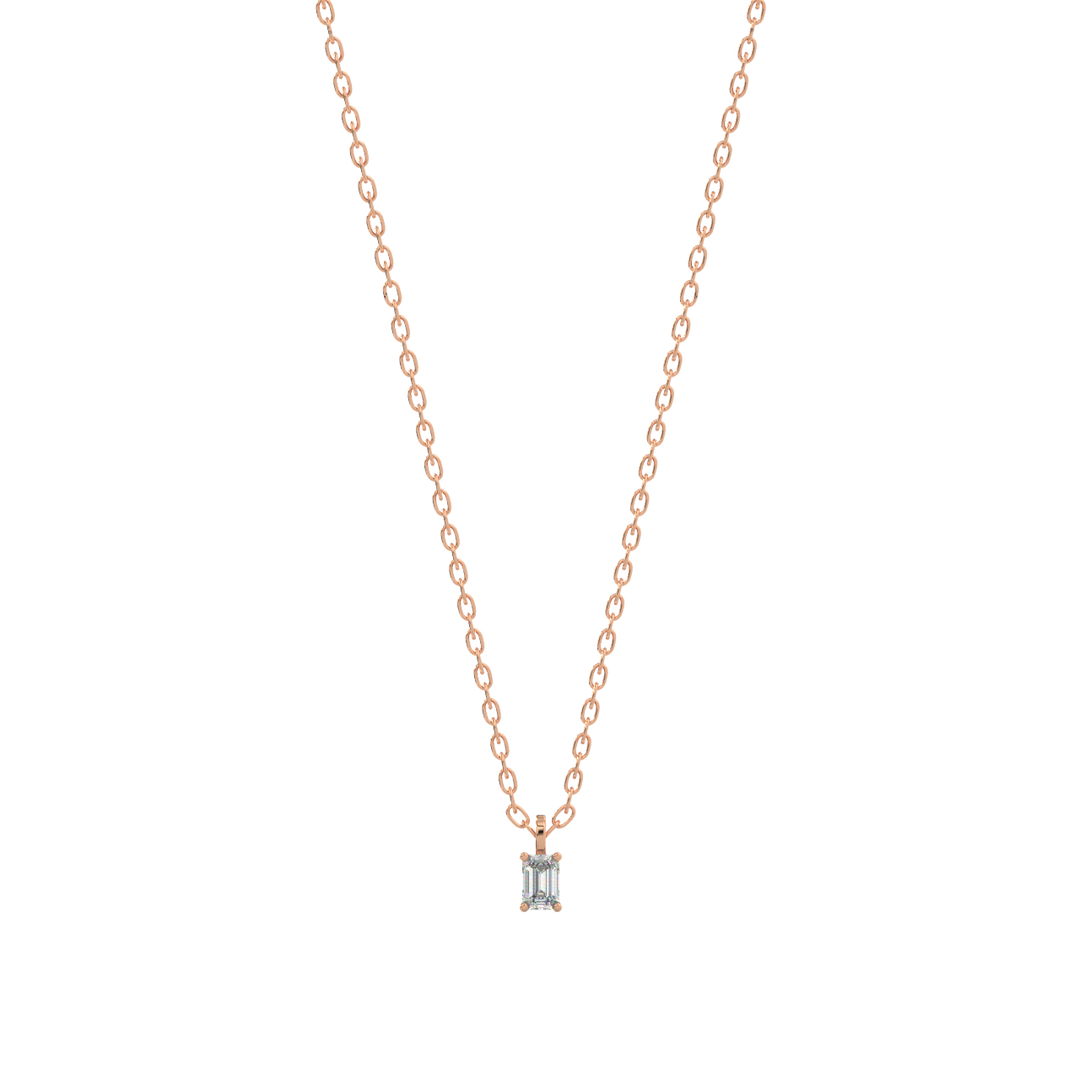 Solitaire Emerald Lab Grown Diamond Pendant by Stefee