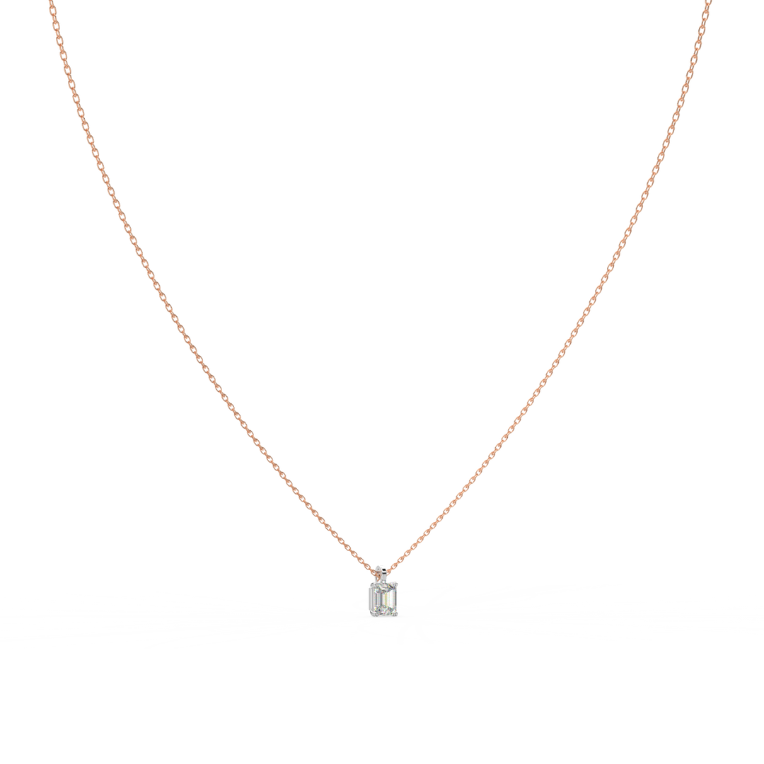Solitaire Emerald Lab Grown Diamond Pendant by Stefee