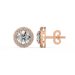 Load image into Gallery viewer, Lab Grown Diamond Round Halo Studs Earrings by Stefee