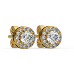 Load image into Gallery viewer, Lab Grown Diamond Round Halo Studs Earrings by Stefee