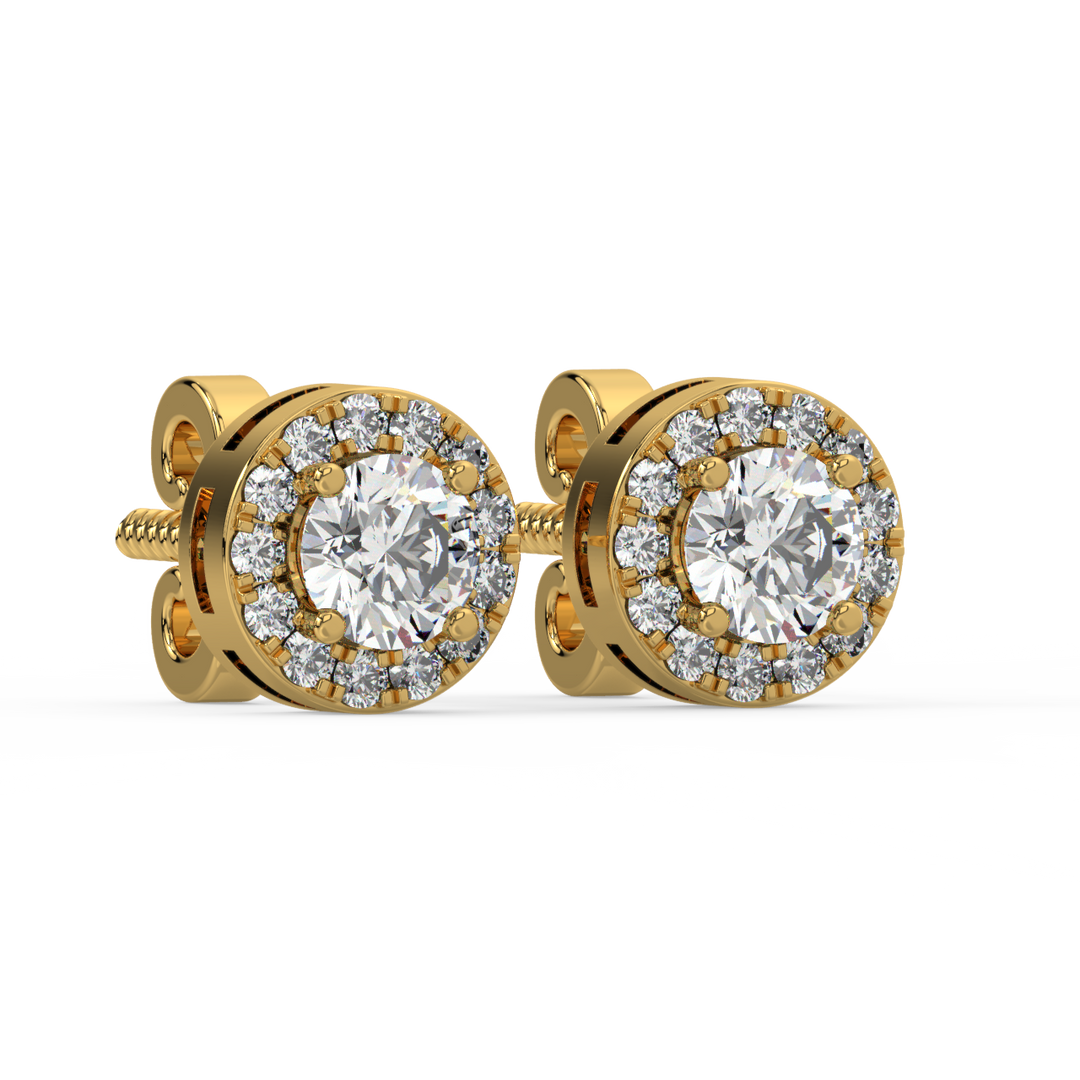 Lab Grown Diamond Round Halo Studs Earrings by Stefee