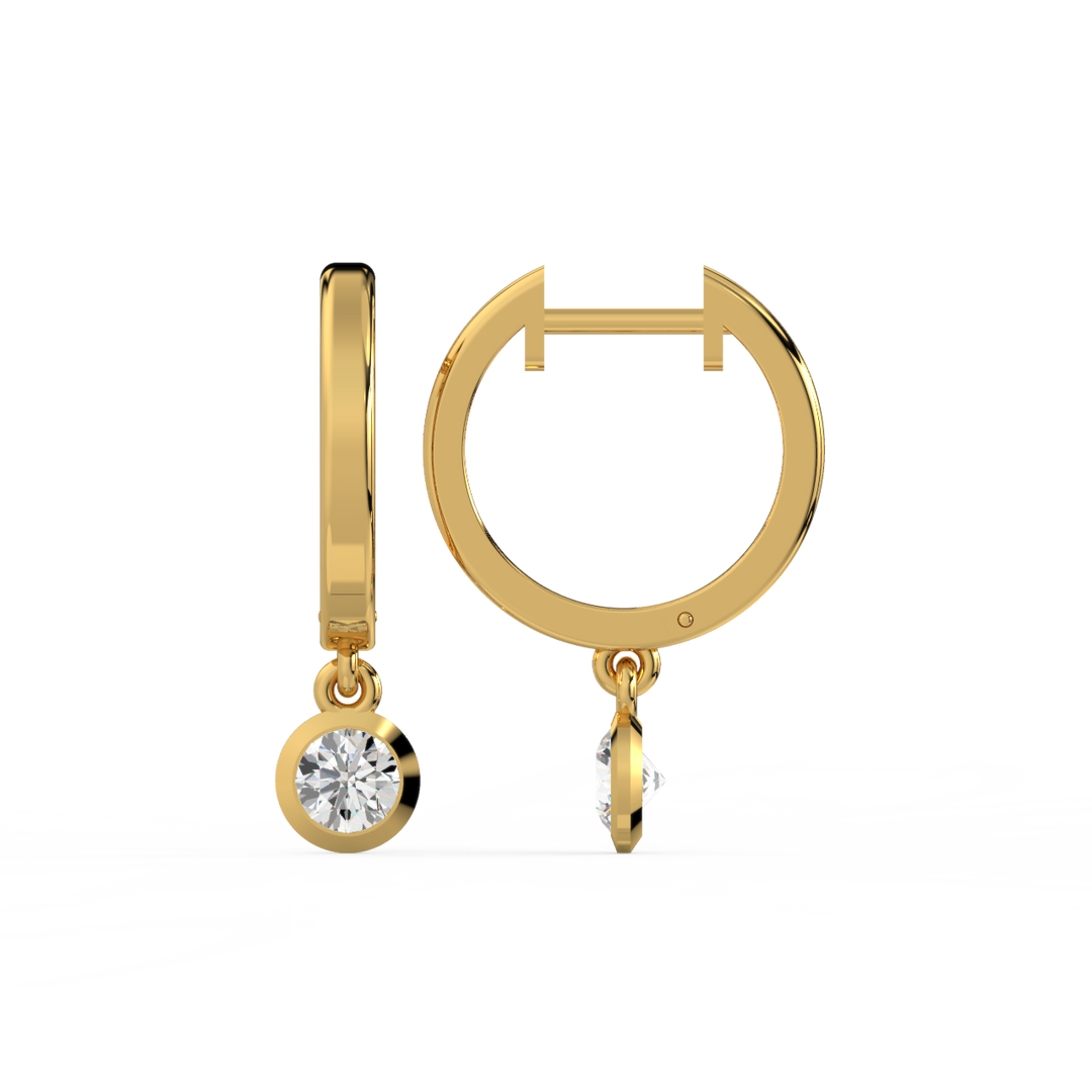 Lab Grown Diamond Bezel Drop Huggie Hoops Earrings by Stefee