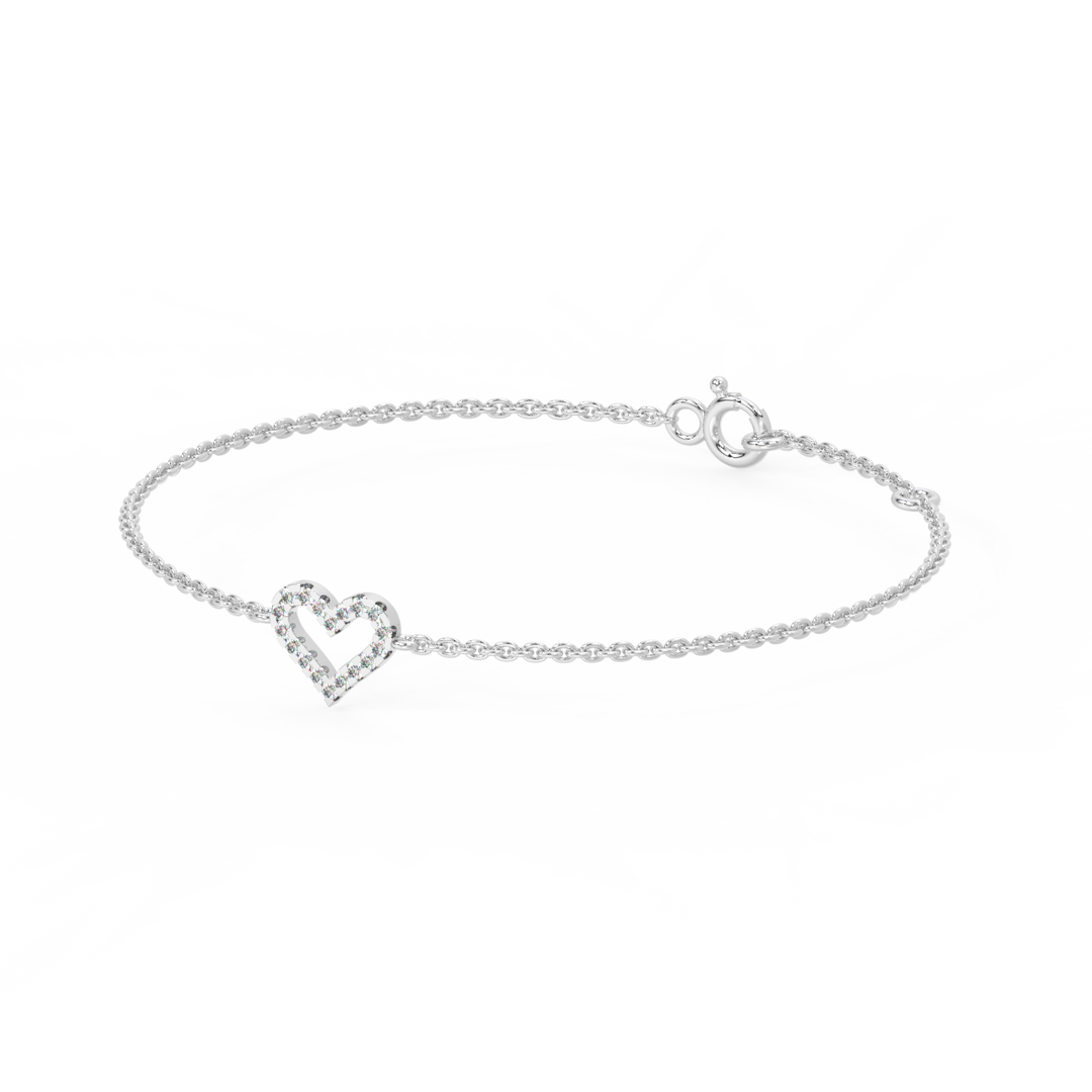Open Heart Chain Lab Grown Diamond Bracelet by Stefee