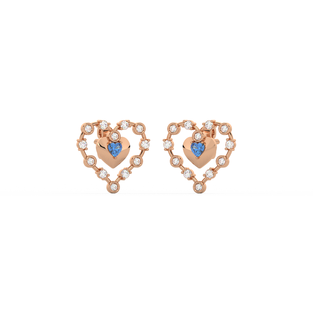 Connected Hearts  Lab Grown Diamond Studs By Stefee Jewels