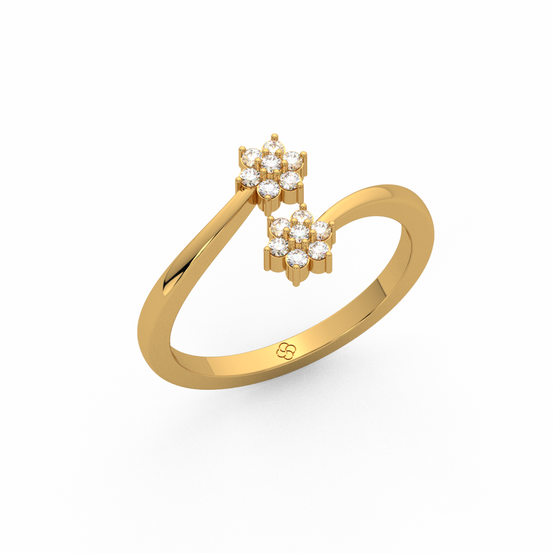 Curled Flower Lab Grown Diamond Ring by Stefee Jewels