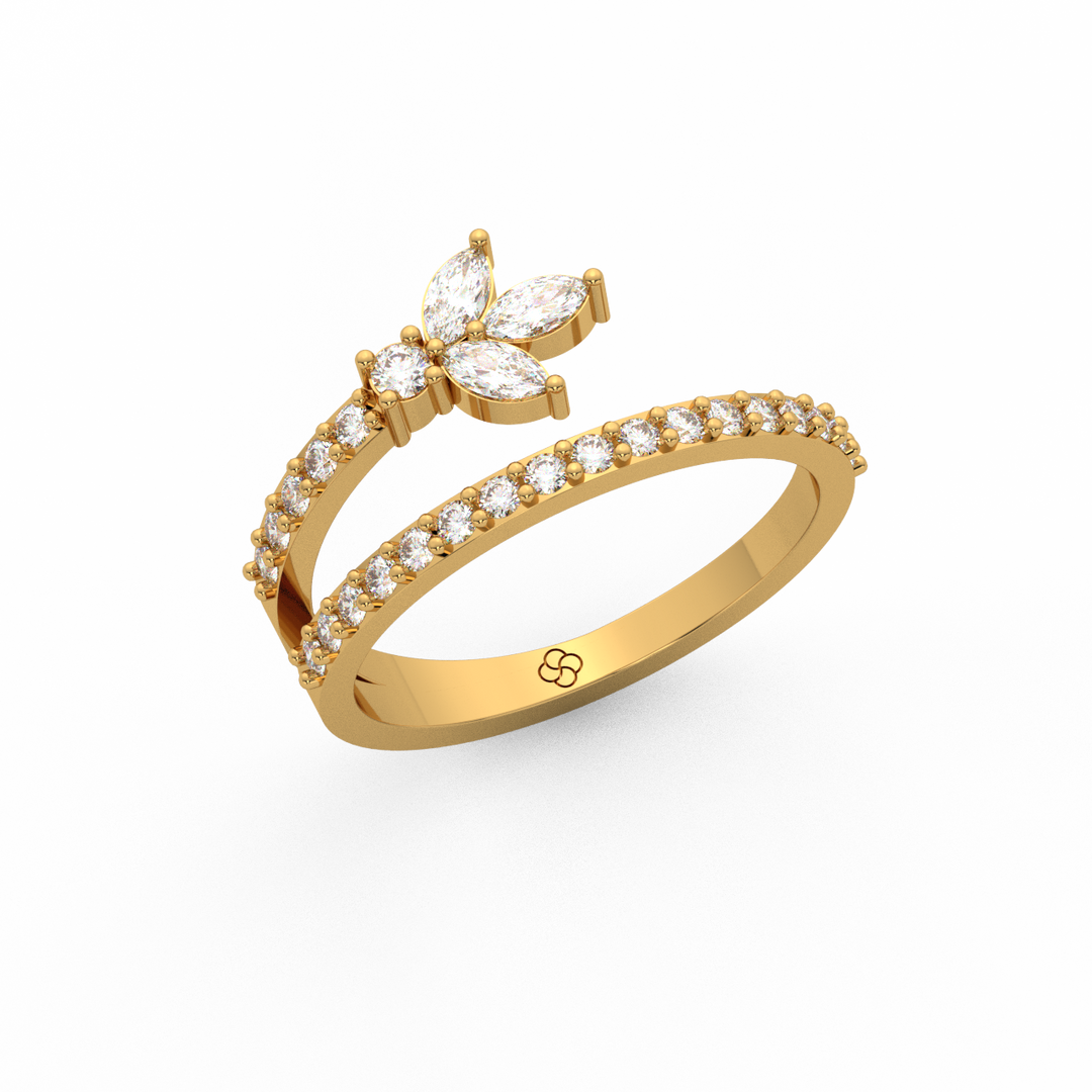 Spiral Left Petal Lab Grown Diamond Ring by Stefee Jewels