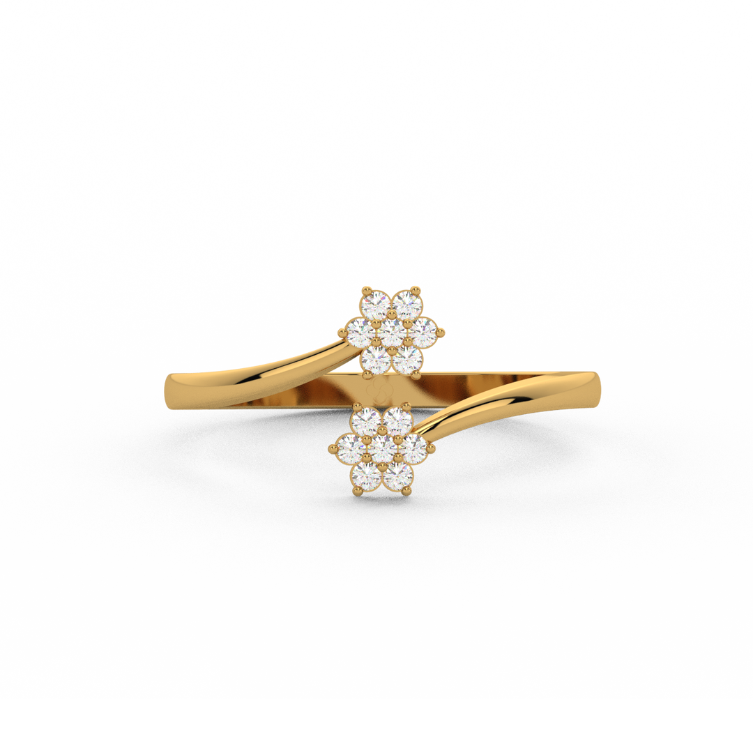 Curled Flower Lab Grown Diamond Ring by Stefee Jewels