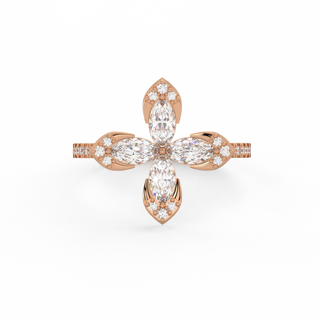 The 4- Lab Grown Diamond Petal  Ring by Stefee Jewels