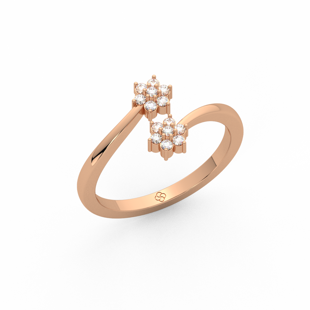 Curled Flower Lab Grown Diamond Ring by Stefee Jewels