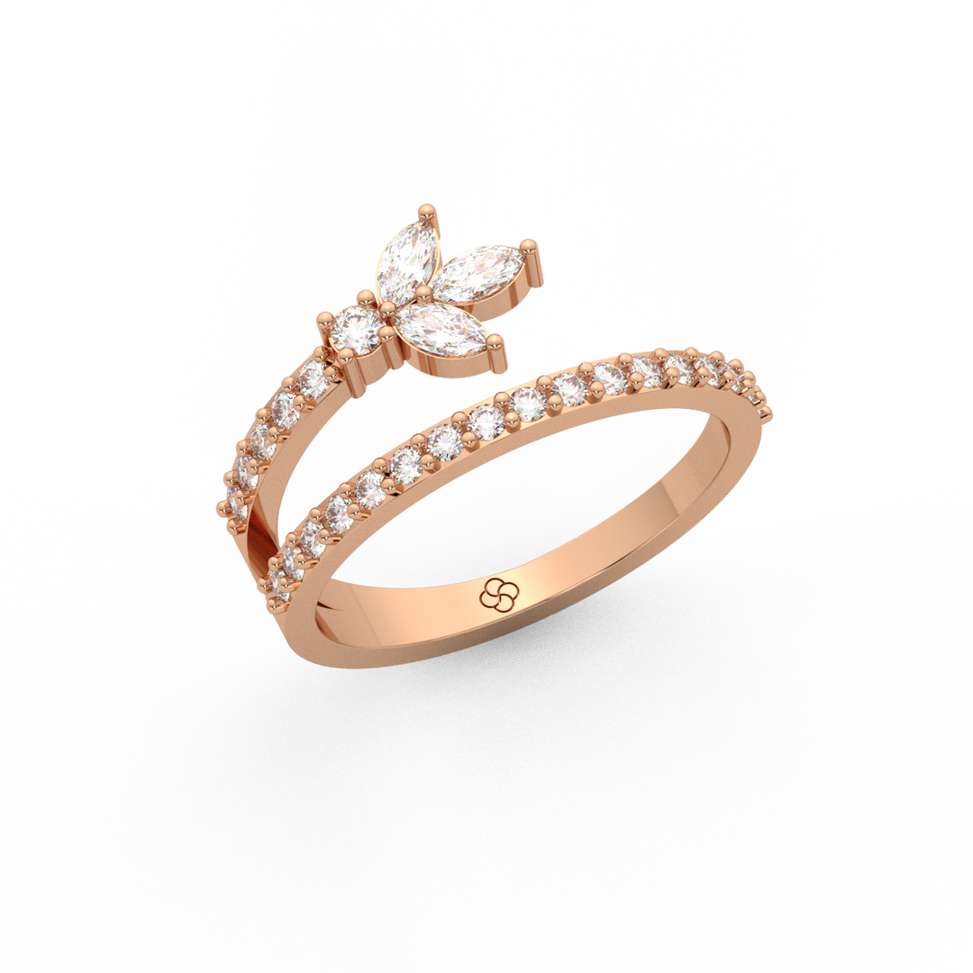 Spiral Left Petal Lab Grown Diamond Ring by Stefee Jewels