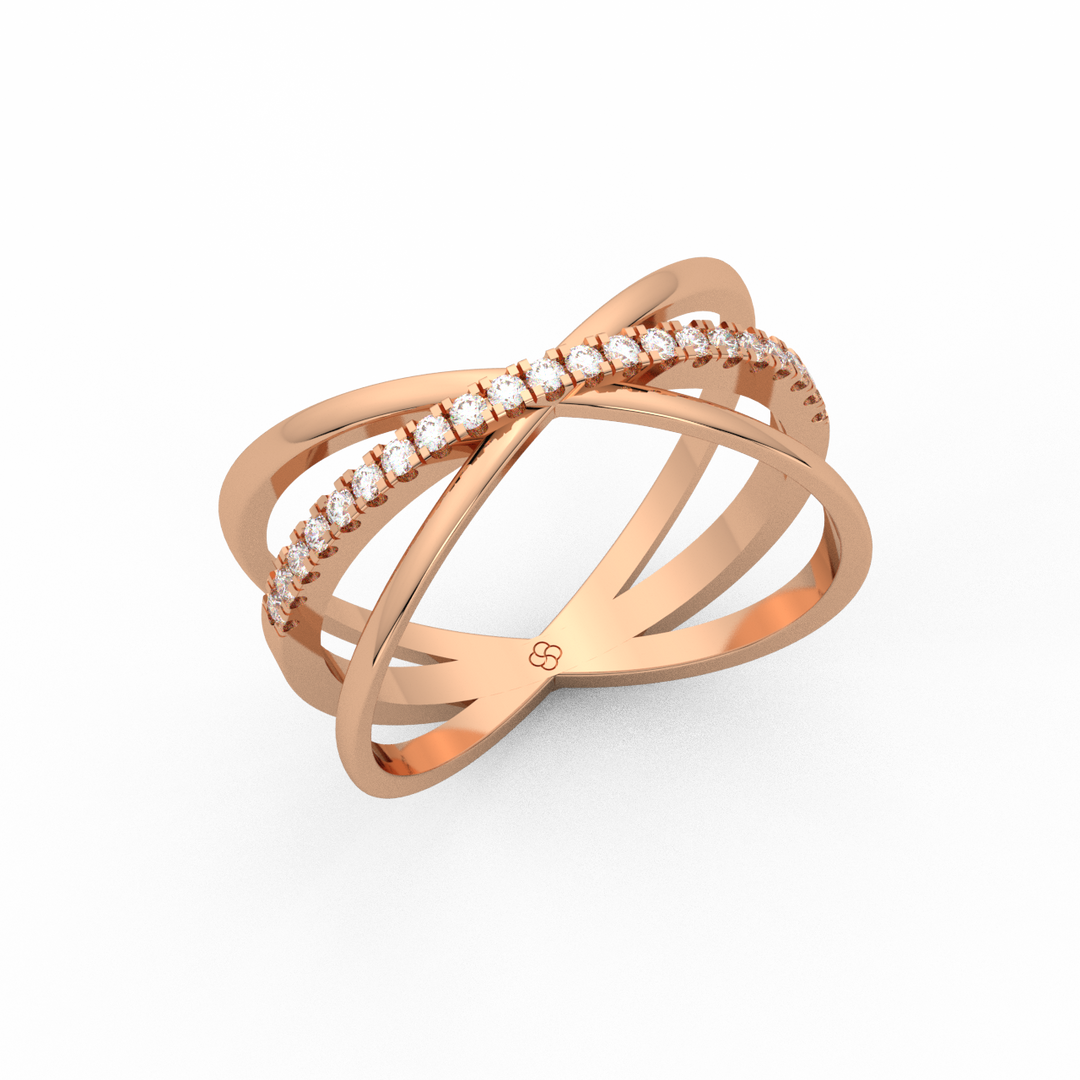 Criss-Cross  Lab Grown Diamond Ring by Stefee Jewels