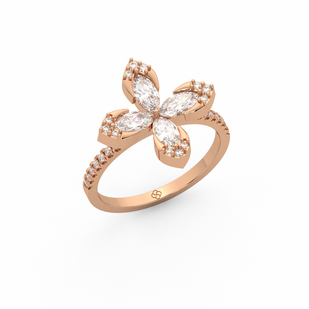 The 4- Lab Grown Diamond Petal  Ring by Stefee Jewels