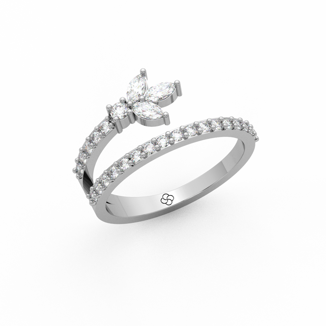 Spiral Left Petal Lab Grown Diamond Ring by Stefee Jewels