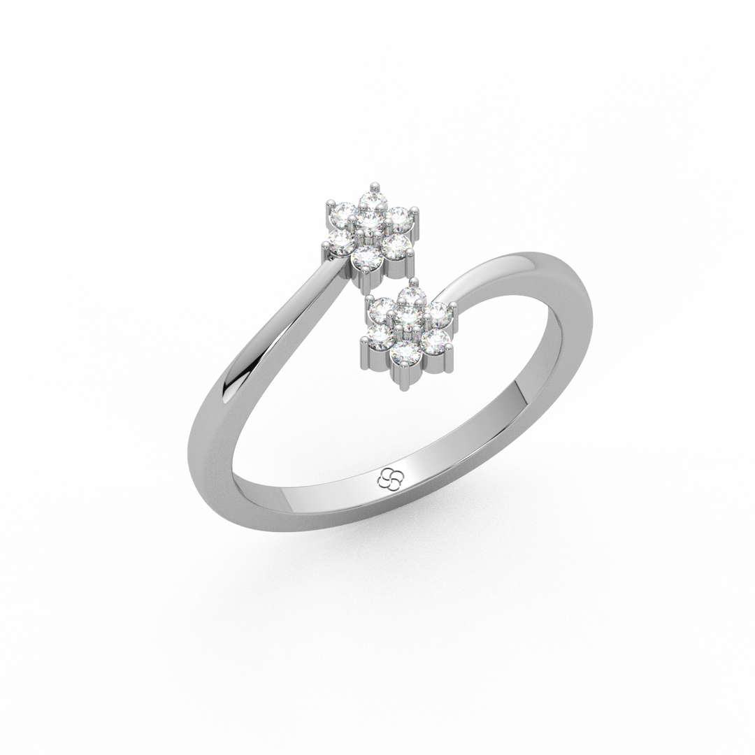 Curled Flower Lab Grown Diamond Ring by Stefee Jewels