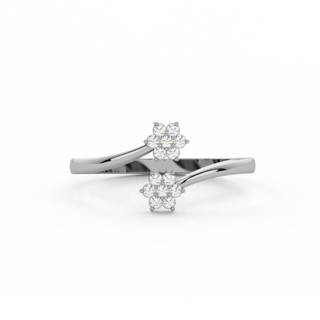 Curled Flower Lab Grown Diamond Ring by Stefee Jewels