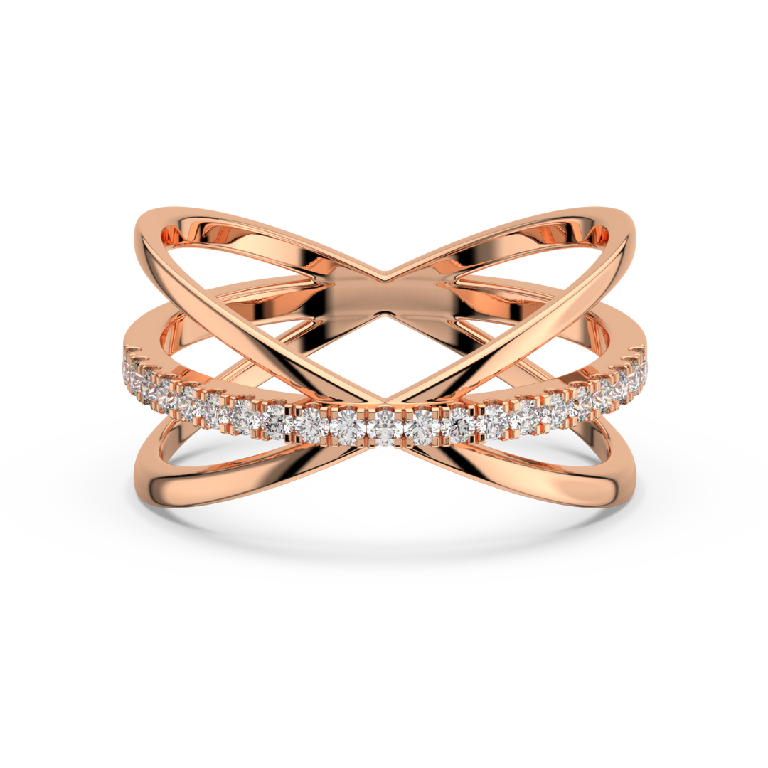 Criss-Cross  Lab Grown Diamond Ring by Stefee Jewels