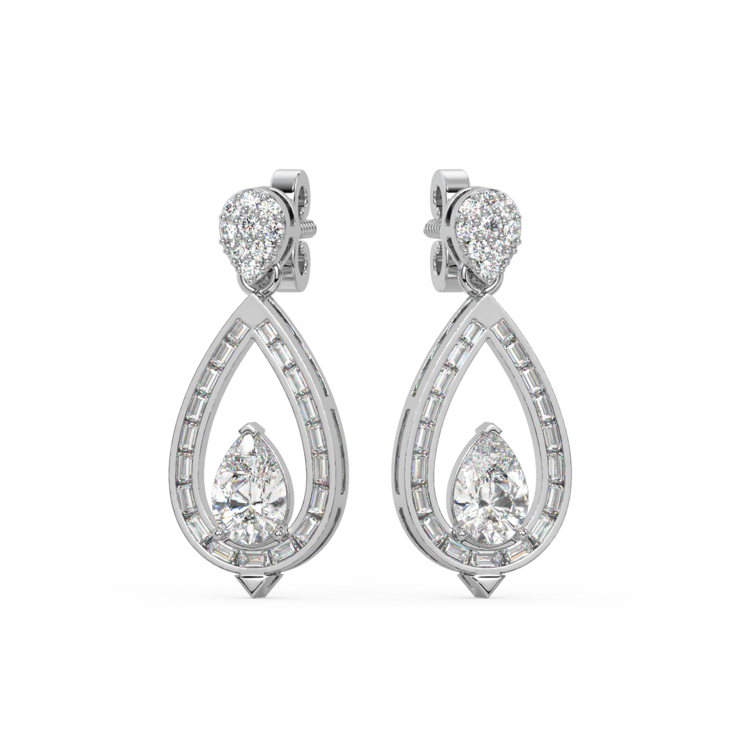 Subburst Pearl Lab Grown Diamond Drop Earrings by Stefee Jewels