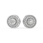 Load image into Gallery viewer, Trailing Round Halo Lab Grown Diamond Studs Earrings by Stefee
