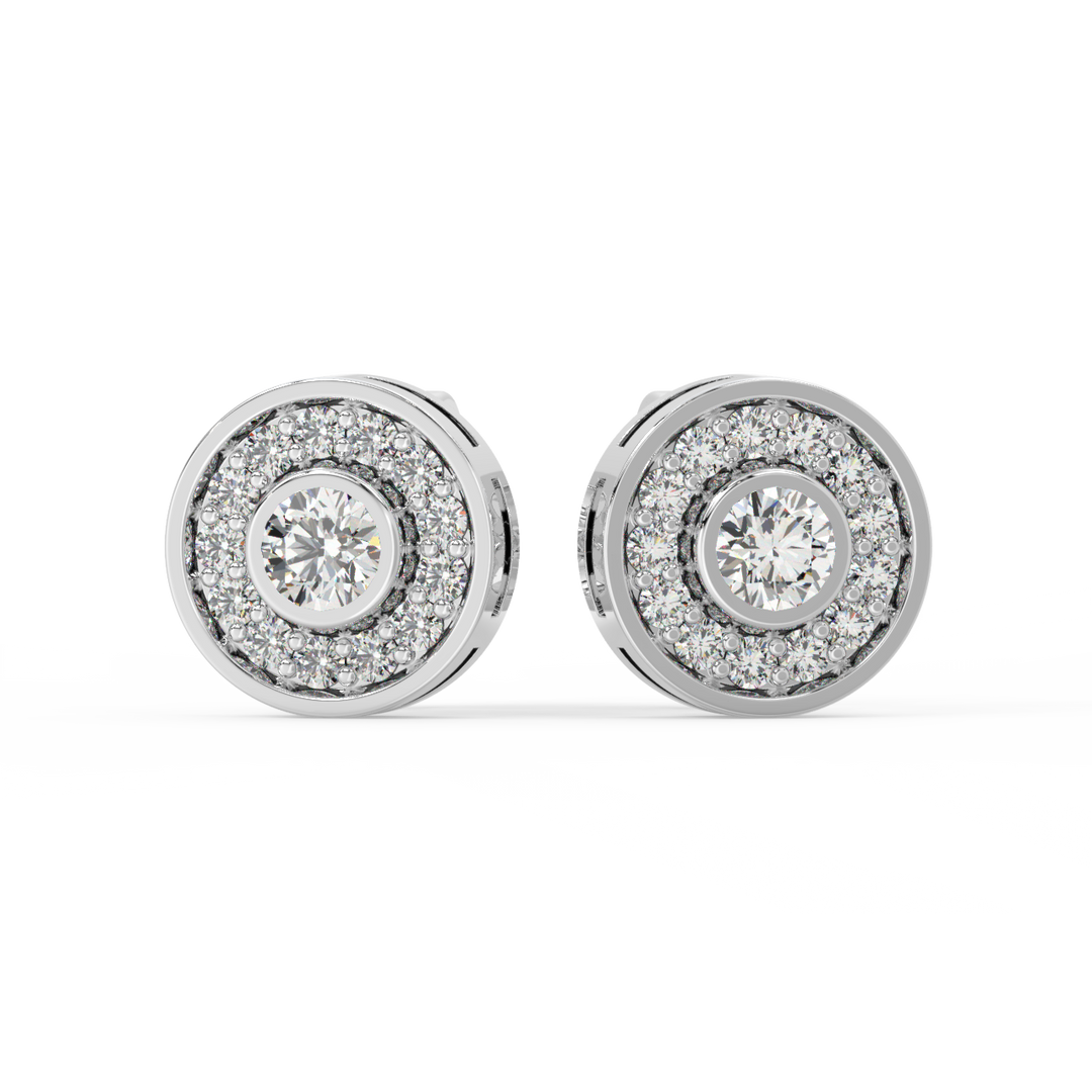 Trailing Round Halo Lab Grown Diamond Studs Earrings by Stefee