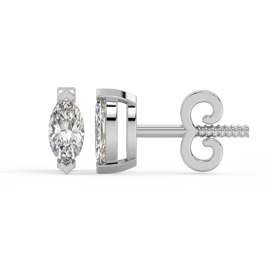 Solitaire Marquise Lab Grown Diamond Studs Earrings by Stefee