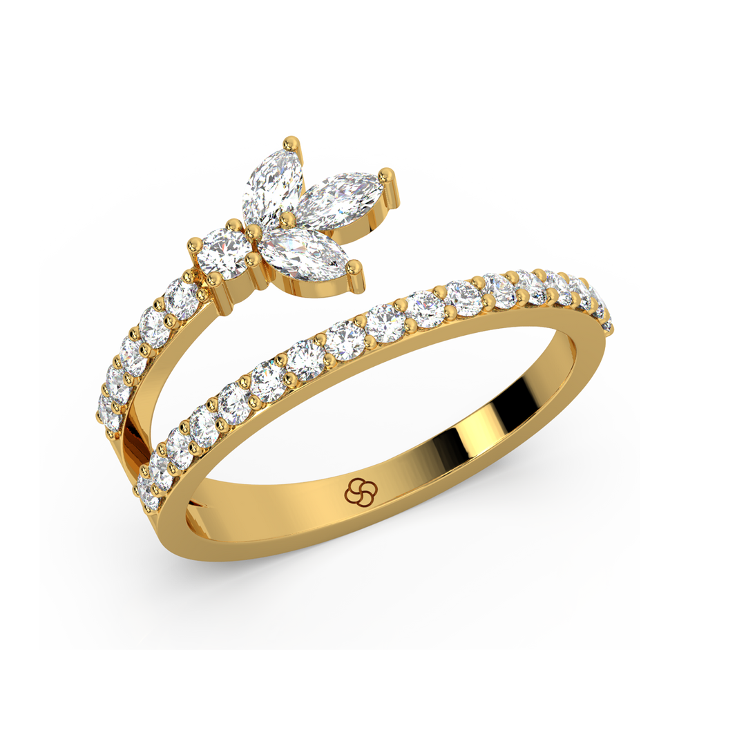 Spiral Left Petal Lab Grown Diamond Ring by Stefee Jewels