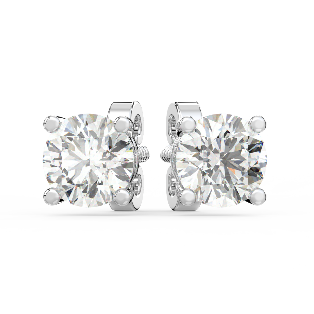 Solitaire Round Lab Grown Diamond Studs Earrings by Stefee