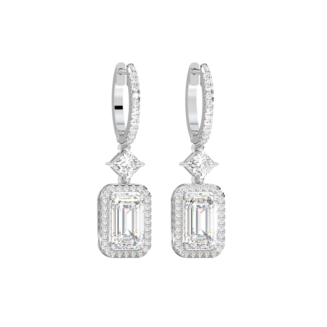 Emrald-Cut Drop  Lab Grown Diamond Earrings By Stefee Jewels